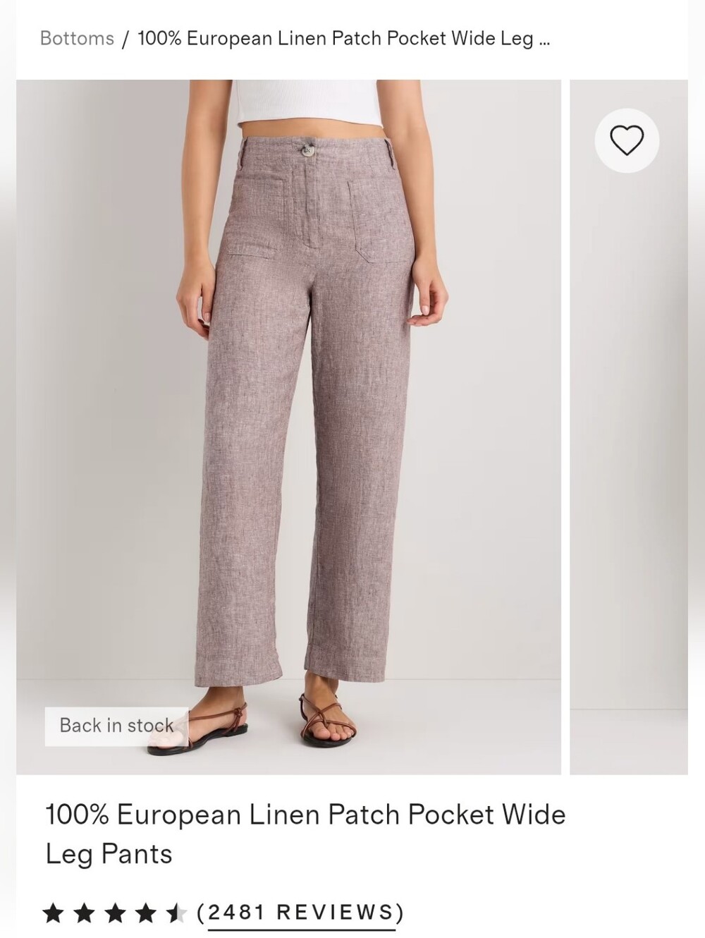 Quince Linen Wide Leg Patch Pocket Pants
